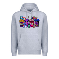 Heather Grey gaming coffee cups Premium Hoodie - NancyCooperArtShop