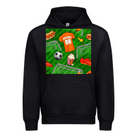 Black soccer ball uniform and shoes seamless pattern Urban Hoodie - BundleAndBundleShop
