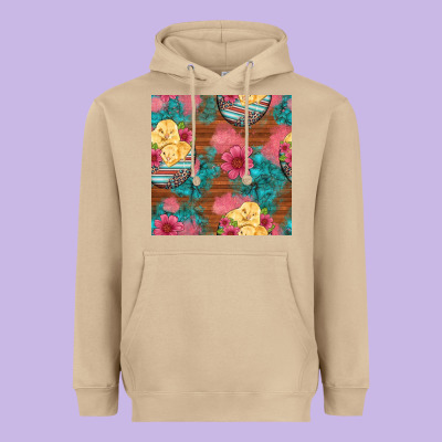 Hatched Egg Easter Chicks Seamless Pattern Heavyweight Hoodie Designed By Artiststas