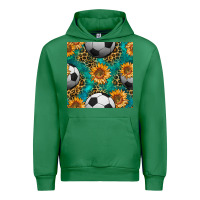 Emerald soccer balls and sunflowers with leopard and gemstone seamless pattern Urban Hoodie - BundleAndBundleShop