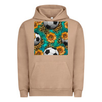 Pigment Burro soccer balls and sunflowers with leopard and gemstone seamless pattern Urban Hoodie - BundleAndBundleShop