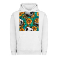 Soccer Balls And Sunflowers With Leopard And Gemstone Seamless Pattern Urban Hoodie | Teevron