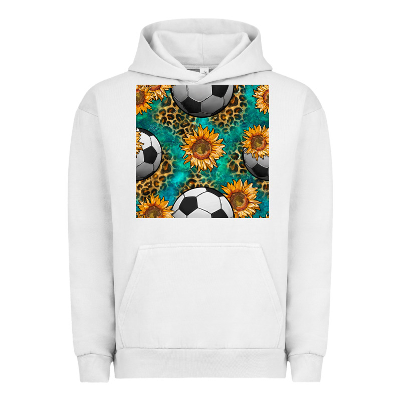Soccer Balls And Sunflowers With Leopard And Gemstone Seamless Pattern Urban Hoodie by BundleAndBundleShop | Teevron