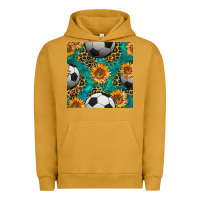 Pigment Peanut Butter soccer balls and sunflowers with leopard and gemstone seamless pattern Urban Hoodie - BundleAndBundleShop