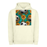 Pigment Pistachio soccer balls and sunflowers with leopard and gemstone seamless pattern Urban Hoodie - BundleAndBundleShop