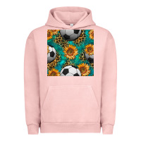 Pigment Salmon soccer balls and sunflowers with leopard and gemstone seamless pattern Urban Hoodie - BundleAndBundleShop