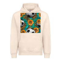 Sandshell soccer balls and sunflowers with leopard and gemstone seamless pattern Urban Hoodie - BundleAndBundleShop