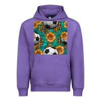 Tulip soccer balls and sunflowers with leopard and gemstone seamless pattern Urban Hoodie - BundleAndBundleShop