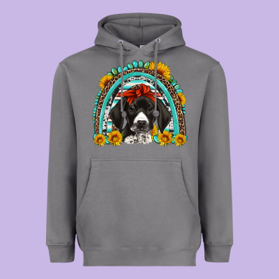 German Shorthaired Pointer Western Rainbow Heavyweight Hoodie Designed By Artiststas