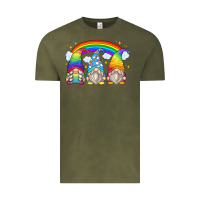 Vintage Olive rainbow gnomes Vintage Tee - Zillion Design Studio