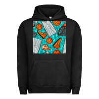 Pigment Black basketball uniform and hoop seamless pattern Urban Hoodie - BundleAndBundleShop
