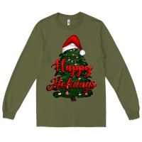 Army Green happy holidays christmas tree Long Sleeve Tee - RanaPortraitStore