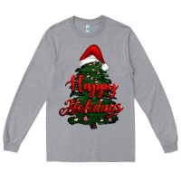 Heather Grey happy holidays christmas tree Long Sleeve Tee - RanaPortraitStore