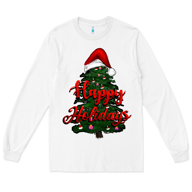 Happy Holidays Christmas Tree Long Sleeve Tee by RanaPortraitStore | Teevron