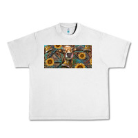 Lunar Rock Cow With Aztec Leopard And Sunflower Urban Heavy Tee - RanaPortraitStore