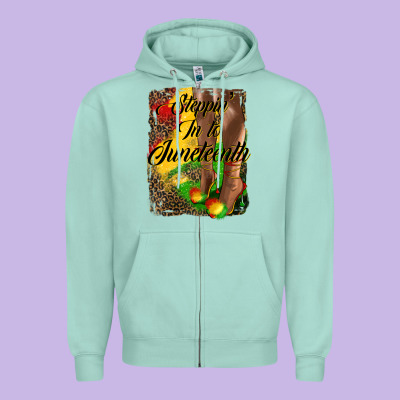 Steppin' In To Juneteenth Zipper Hoodie Designed By Hra Design Shop