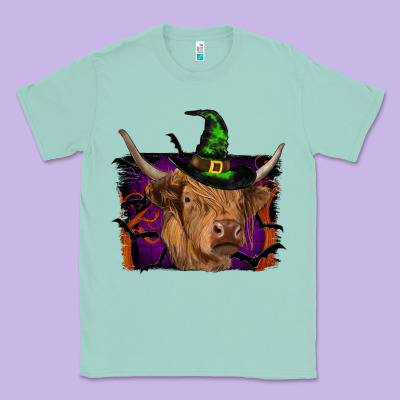 Highland Cow Halloween Classic Tee Designed By Ranaportraitstore