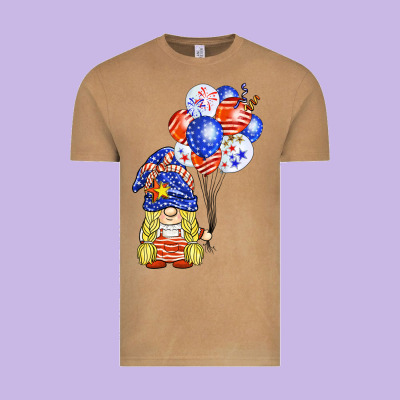 Patriotic Gnome Balloon Vintage Tee Designed By Barkaloodesign