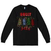 Black holly jolly Christmas trees Long Sleeve Tee - RanaPortraitStore