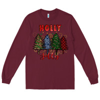 Burgundy holly jolly Christmas trees Long Sleeve Tee - RanaPortraitStore