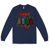Navy holly jolly Christmas trees Long Sleeve Tee - RanaPortraitStore