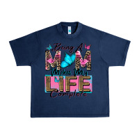 Navy being a mom makes my life complete Urban Heavy Tee - Zillion Design Studio