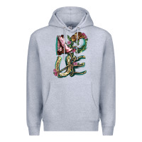 Heather Grey love boots horseshoe cowboy Premium Hoodie - NancyCooperArtShop
