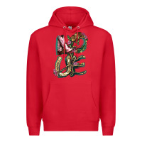 Red love boots horseshoe cowboy Premium Hoodie - NancyCooperArtShop