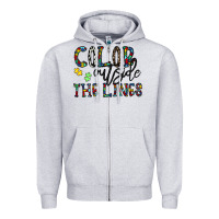 Heather Grey color outside the lines Zipper Hoodie - CowhideDigitalArt