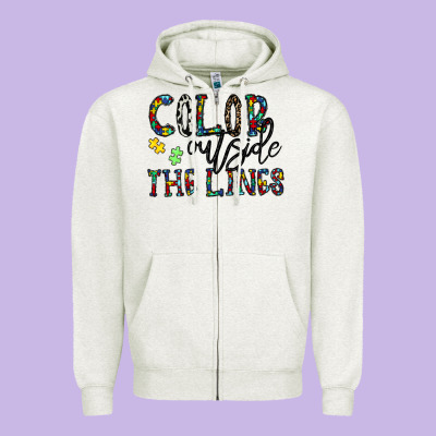 Color Outside The Lines Zipper Hoodie Designed By Cowhidedigitalart