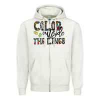 Oatmeal Heather color outside the lines Zipper Hoodie - CowhideDigitalArt