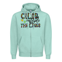 Seafoam color outside the lines Zipper Hoodie - CowhideDigitalArt