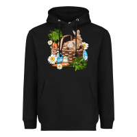 Black easter bunny in basket wıth carrot and eggs Heavyweight Hoodie - AdoDesignShop