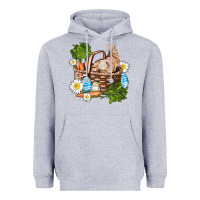 Heather Grey easter bunny in basket wıth carrot and eggs Heavyweight Hoodie - AdoDesignShop