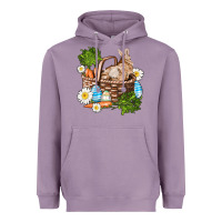 Lavender easter bunny in basket wıth carrot and eggs Heavyweight Hoodie - AdoDesignShop