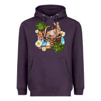 Plum easter bunny in basket wıth carrot and eggs Heavyweight Hoodie - AdoDesignShop