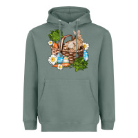 Sage easter bunny in basket wıth carrot and eggs Heavyweight Hoodie - AdoDesignShop