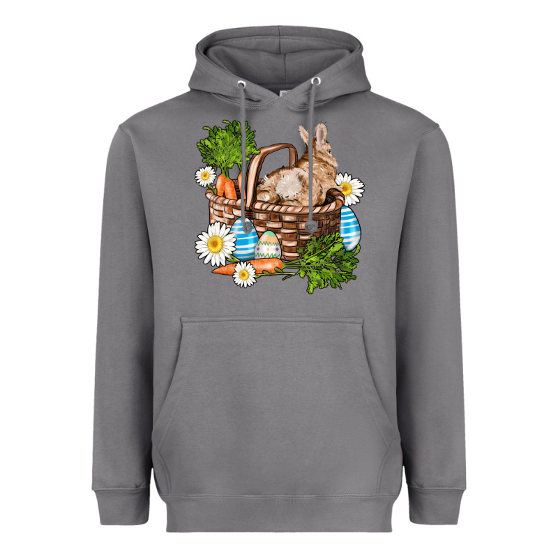 Easter Bunny In Basket Wıth Carrot And Eggs Heavyweight Hoodie by AdoDesignShop | Teevron