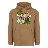 Toasted Coconut easter bunny in basket wıth carrot and eggs Heavyweight Hoodie - AdoDesignShop