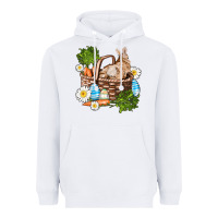 White easter bunny in basket wıth carrot and eggs Heavyweight Hoodie - AdoDesignShop