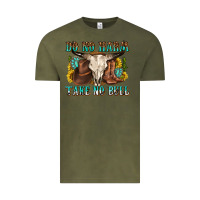 Vintage Olive do no harm take no bull western Vintage Tee - texasbilliewilder