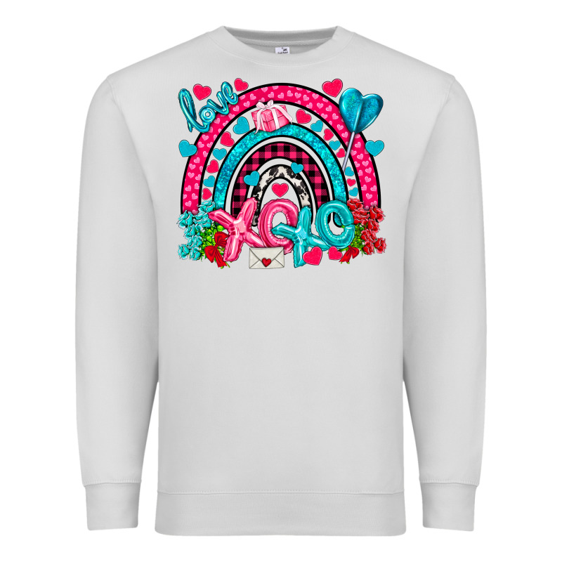 Xo Xo Rainbow Valentine Premium Sweatshirt by NancyCooperArtShop | Teevron