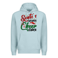 Blue Mist santa s favorite cheer leader Premium Hoodie - MaliasSmallBusiness