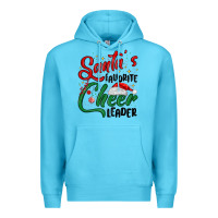 Ocean Blue santa s favorite cheer leader Premium Hoodie - MaliasSmallBusiness