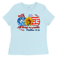 Baby Blue with god all things are possible usa Ladies Tee - AdoDesignShop