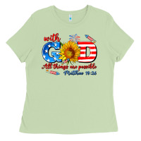 Matcha with god all things are possible usa Ladies Tee - AdoDesignShop