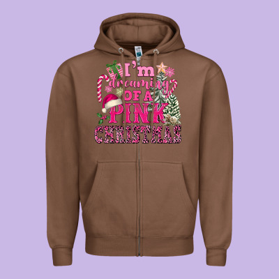 I Am Dreaming Of A Pink Christmas Zipper Hoodie Designed By Fadigitalartstudio