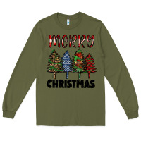 Army Green merry christmas trees Long Sleeve Tee - RanaPortraitStore