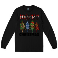 Black merry christmas trees Long Sleeve Tee - RanaPortraitStore