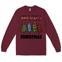 Burgundy merry christmas trees Long Sleeve Tee - RanaPortraitStore